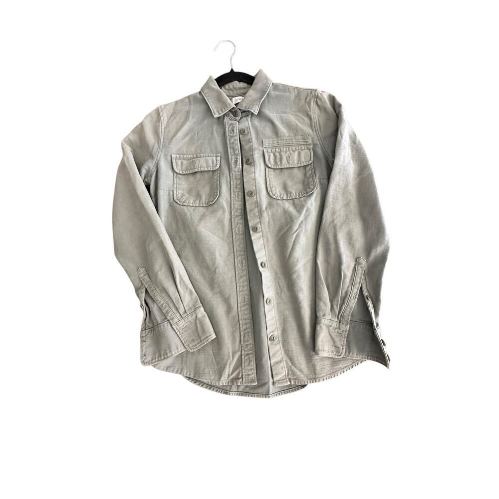 J. Crew Women's Green Military Army Cotton Chest Pockets Button Up Top Size